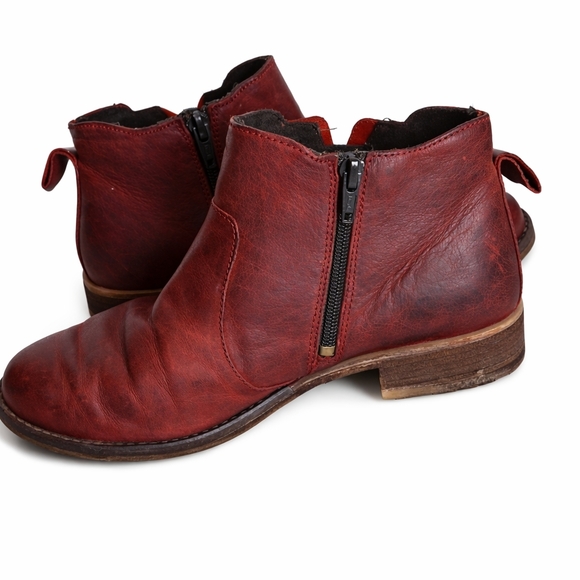 Josef Seibel European Red Leather Side Zip Booties 38/ 7 - 7.5 - Picture 2 of 16